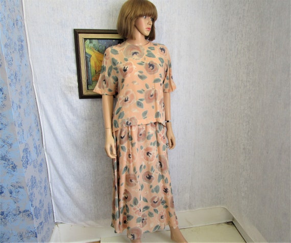 80s M 10 Paul Alexander Silk 2 pc Dress Skirt Sui… - image 2