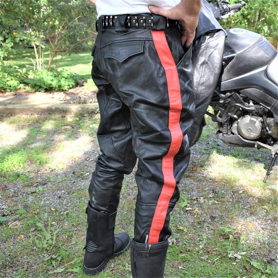 80s M 34x30 Leather Jodhpurs Biker Motorcycle Pants Black Red - Etsy