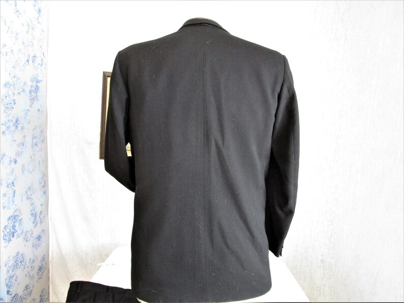 60s 40S Chiarella Tuxedo Tux Suit Notch Collar short leg Wool Black