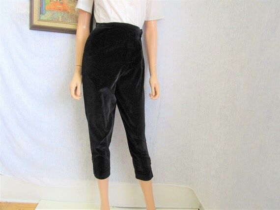 50s XS Velveteen Cigarette Capris Pants High Waist