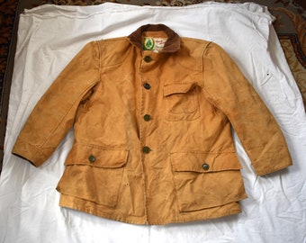 60s L Woods Rough Rider Canvas Hunting Chore Jacket Tan