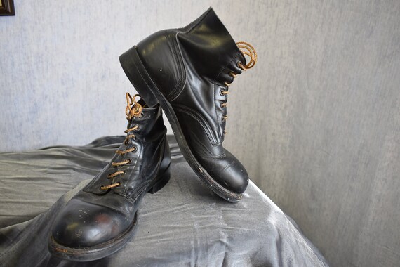 80s 10 Combat Boots Men's Boots Black Leather