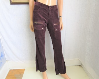 Y2K 5 Mossimo Low Rise Cords Corduroy Flares Jeans Burgundy NOS