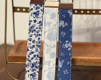 Handmade Floral Cotton Keychain Wristlet | Cottagecore Key Fob