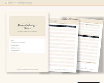Haushaltsbudget Planer PDF Deutsch | Budgetplaner ausfüllbar & zum Ausdrucken A4 | Monatsbudget, Fixkosten, Sparziel | Sofort Download