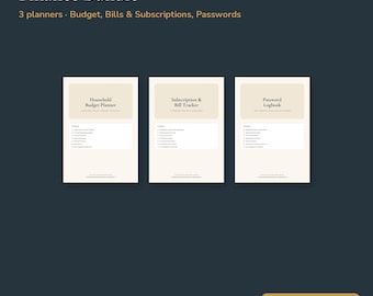 Finance Planner Bundle Fillable PDF | Budget Planner, Bill and Subscription Tracker, Password Logbook | Printable Letter & A4