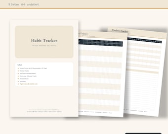 Habit Tracker PDF Deutsch | Gewohnheitstracker ausfüllbar & zum Ausdrucken A4 | Monatstracker, Zielplaner, Stimmungstracker | Download