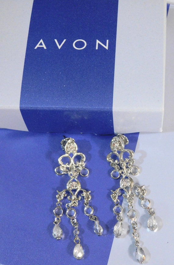 Vintage Avon Bold Rhinestone Drop Pierced Earring… - image 5