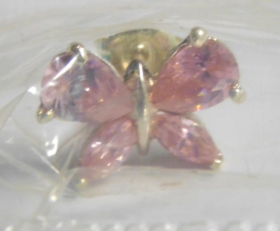 Avon Sterling Silver CZ Butterfly Earrings - Pink… - image 5