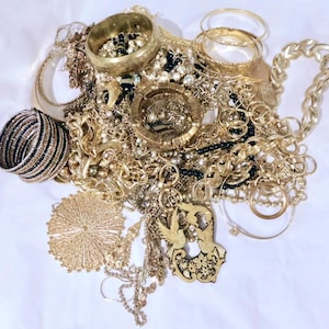 Vintage to Modern Mystery Treasure Lot of Mixed Costume Jewelry - 3/4 Pound, All Wearable