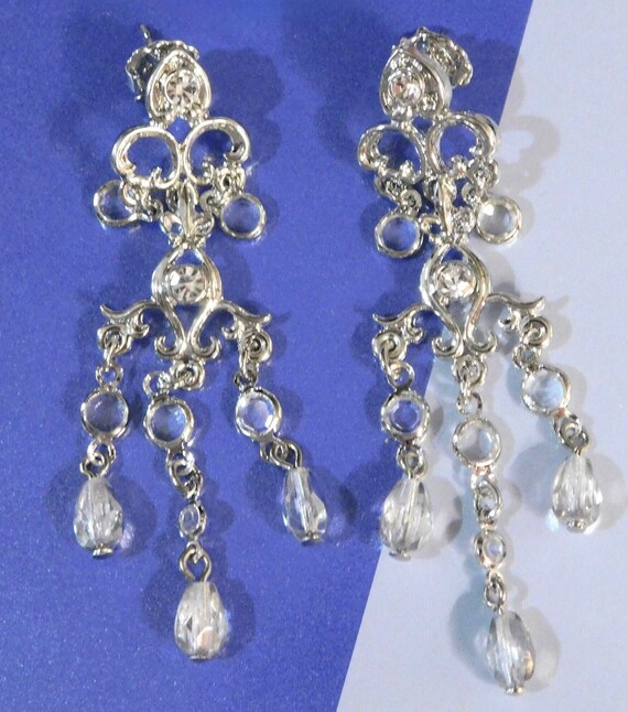 Vintage Avon Bold Rhinestone Drop Pierced Earring… - image 2