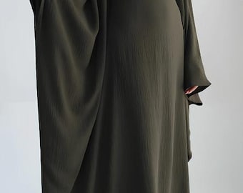 Pleated Kimono Abaya - Lightweight Polyester, Versatile Modest Wear