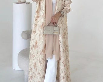 ZINEB- Pleated Open Abaya Kimono Style – Elegant Modest Fashion | Casual Abaya Coat for Everyday Wear
