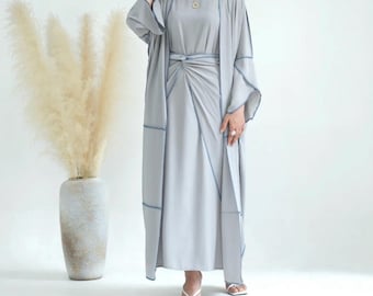 Silver Abaya: Open Fabric Abaya
