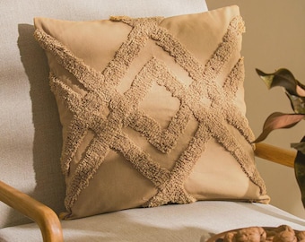 Patterned Cotton Blend Cushion Cover - 18x18 in