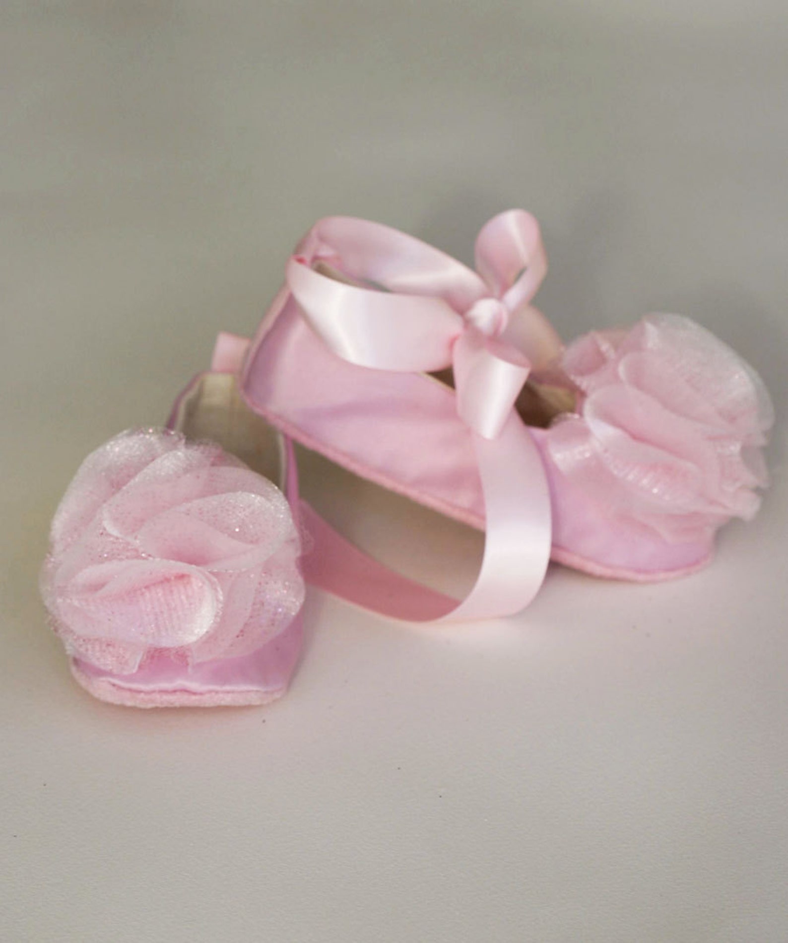 pink satin baby ballet slipper - flower girl ballet flat in 23 colors - pink toddler shoe - holiday baby girl shoe - baby souls