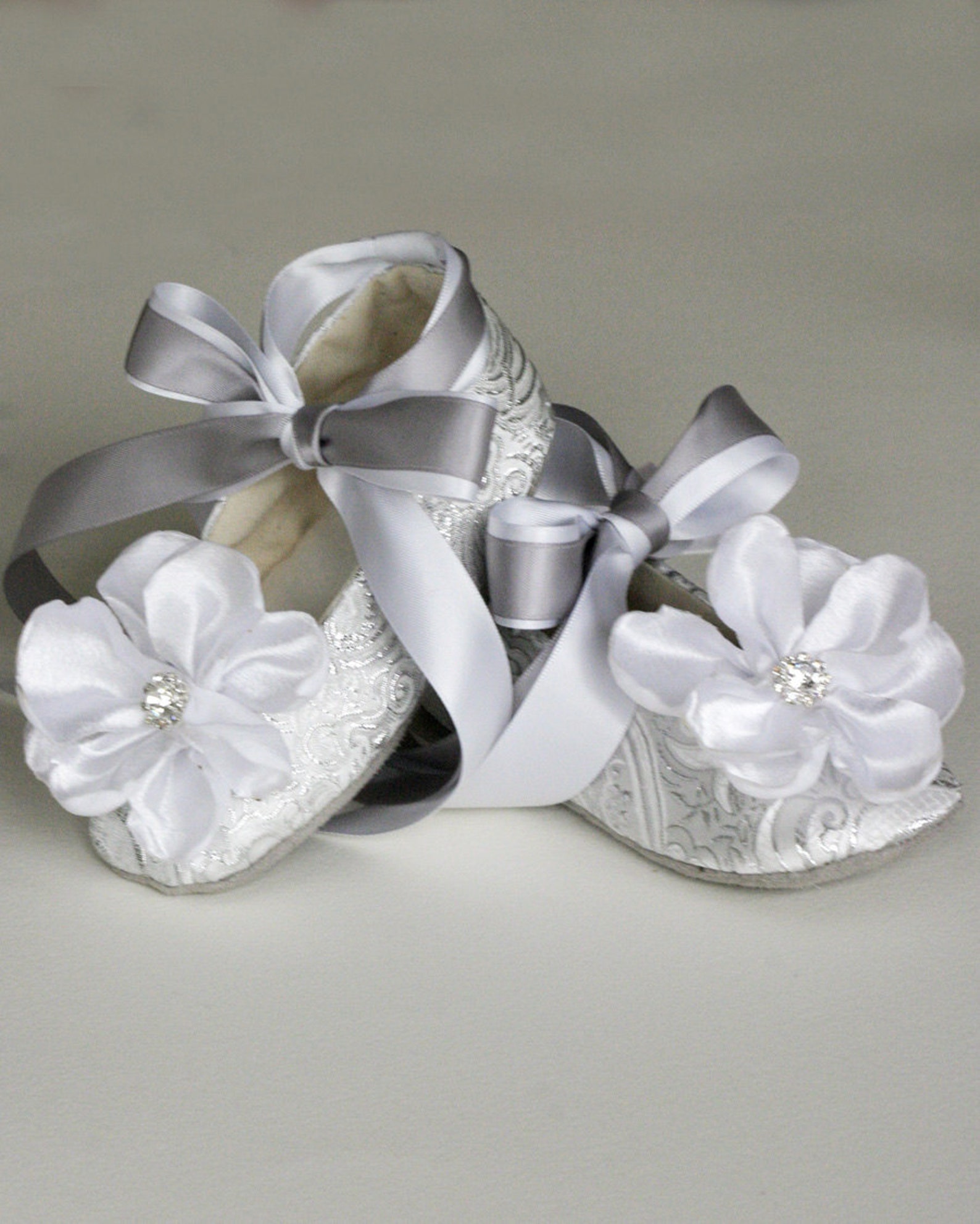 silver flower girl shoes