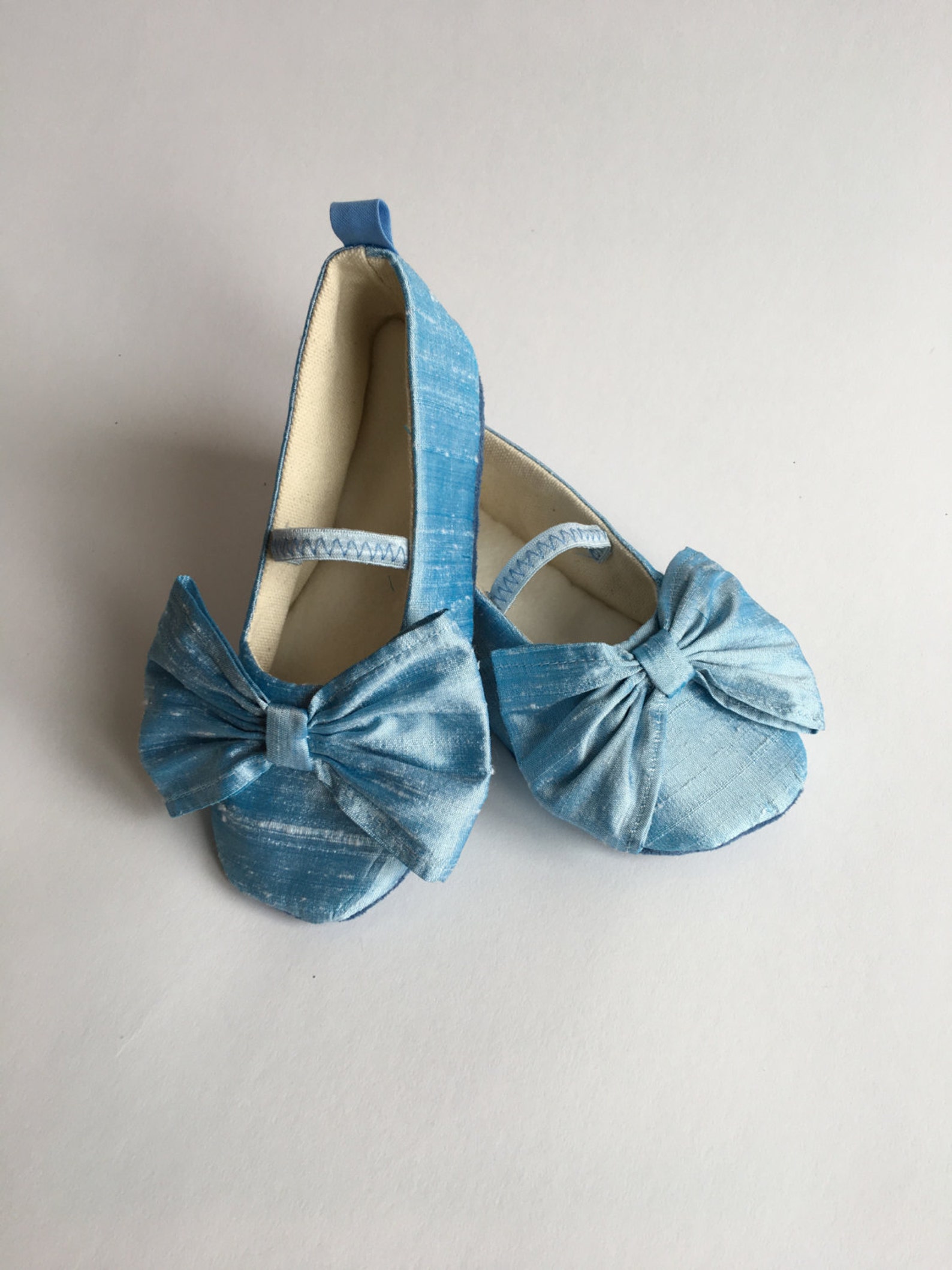 flower girl toddler shoe, girls mary jane silk med blue shoe, baby ballet slipper, little girl ballet flat, spring wedding shoe,