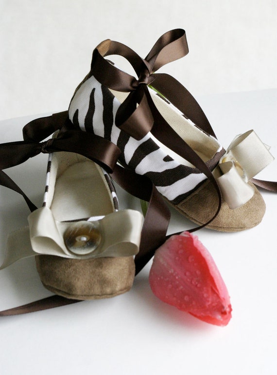 Items similar to Baby Shoes, Toddler Shoes, Little Girl Brown Zebra