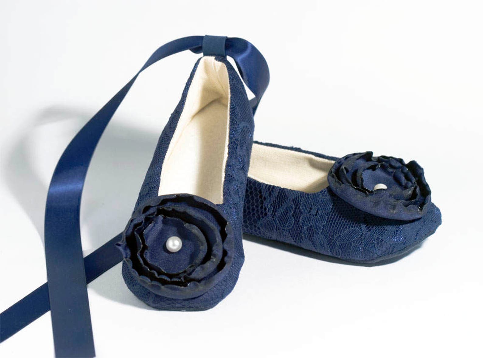 navy toddler shoe, easter, baby spring flower girl lace ballet slipper, little girl wedding shoe, girls ballet slipper, dance, b