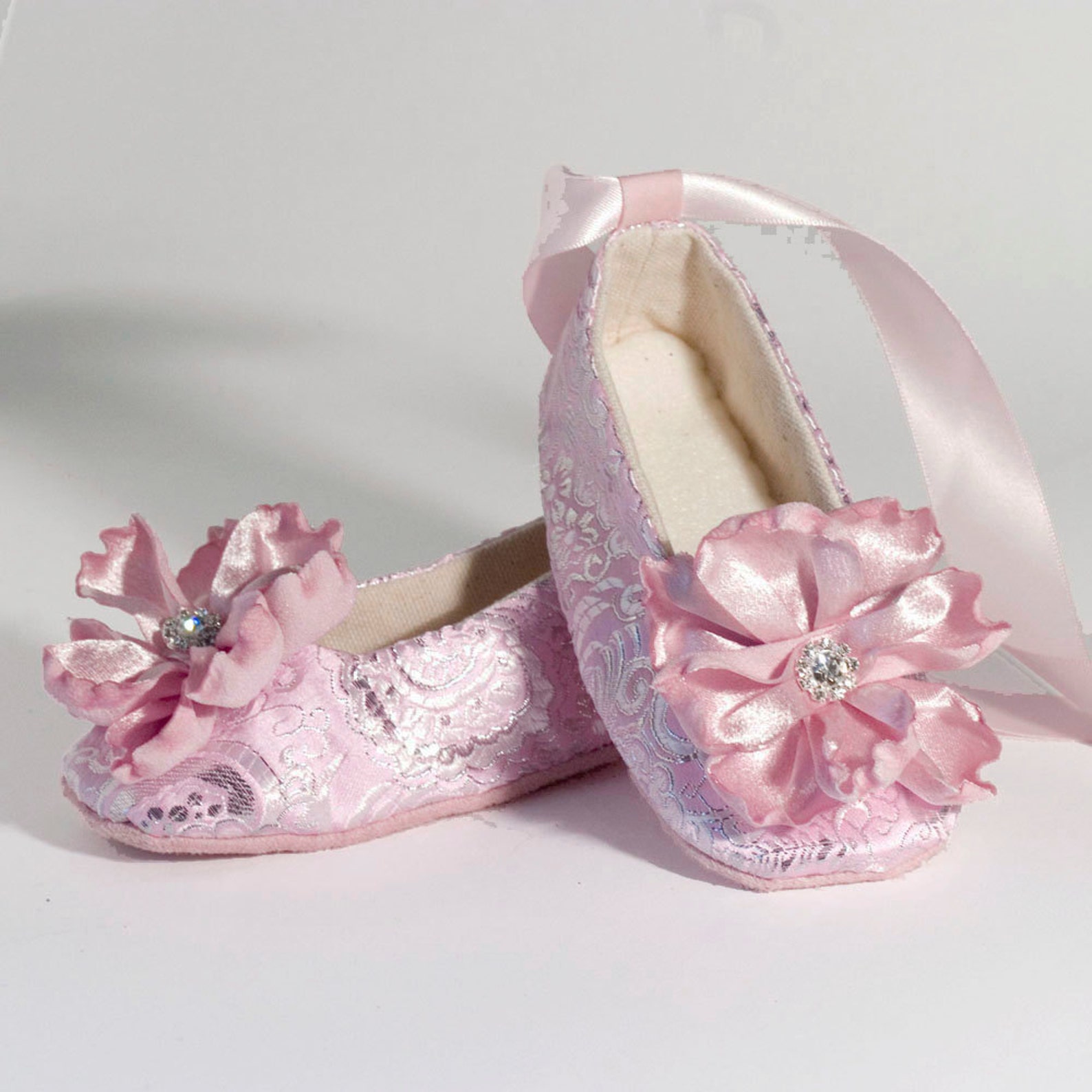 silver baby ballet slipper, toddler flower girl shoe in gold, ivory, white, pink, christening, little girl wedding shoe, dance,