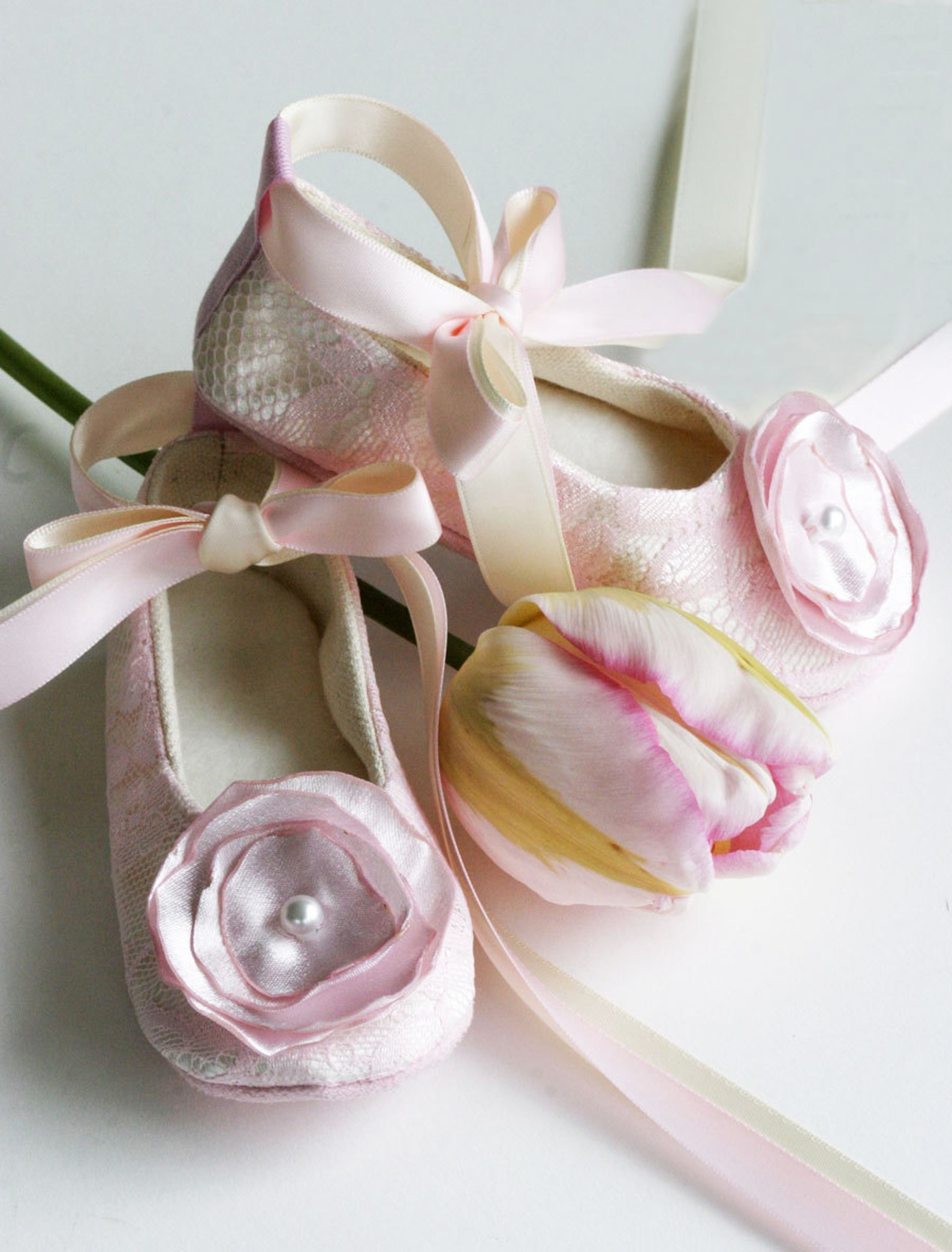 blush pink baby shoes