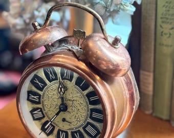 Vintage Jerger Chambord Copper Twin Bell Alarm Clock