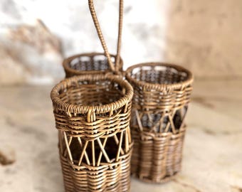 Faux Rattan Wine Caddy