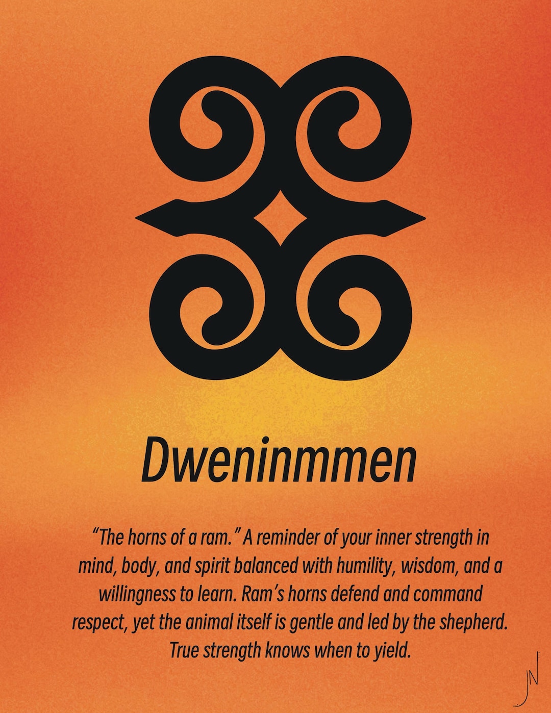Dweninmmen Adinkra Symbol Art | Strength & Humility African Wall Print ...