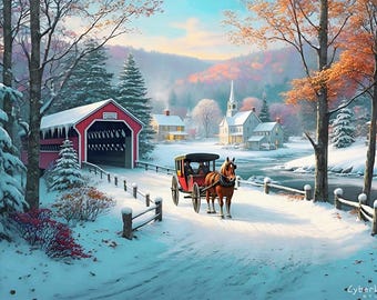 Winter at the Hartsdale Covered Bridge - wall art print