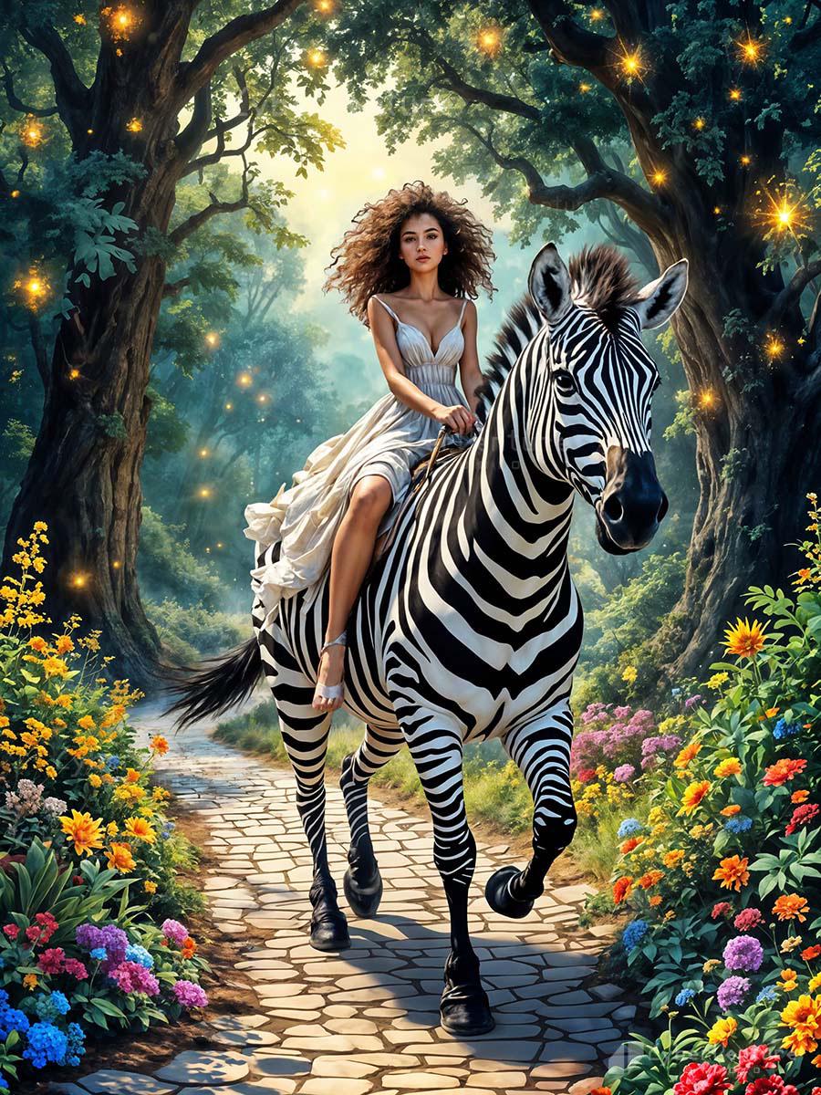 Tribes Riding Zebra Woman Riding a Zebra - Wall Art Print - Etsy