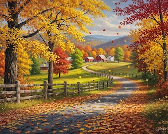 Country Road In Autumn 2 - wall art print