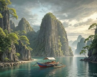 Karst Cliffs in Palawan Philippines - wall art print