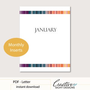 Monthly Planner Inserts Twelve Months – Spirit of the Cosmos [Ombre], Discbound Letter Size, Celestial Astrology Tarot Inspired Pages