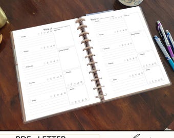 Discbound planner inserts, weekly planner printable, undated letter size refill, Monday start, Happy Planner Big WO2P