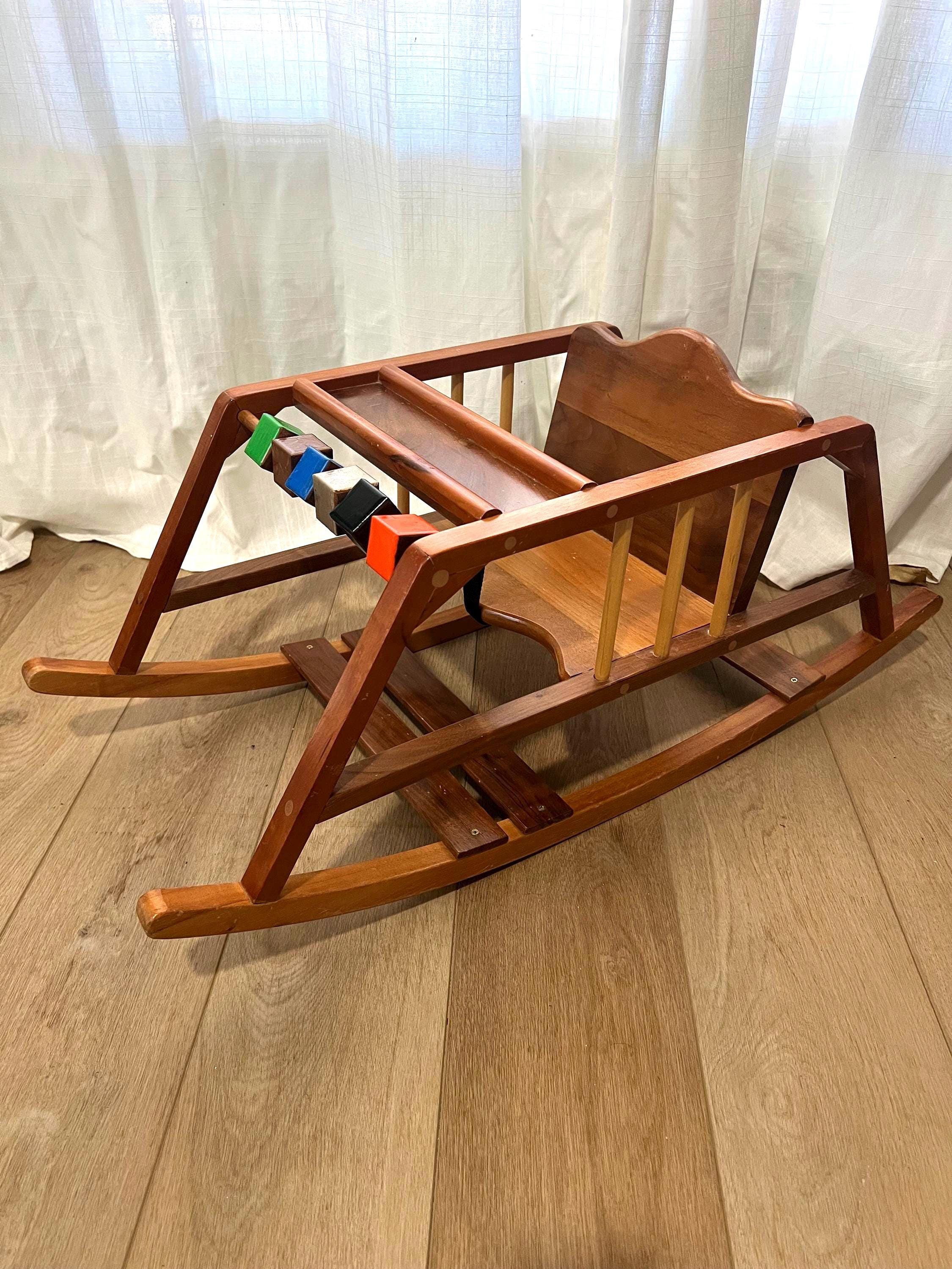 Solid Board Rocker Vintage Wooden Busy Baby Rocker • Solid Wood Infant Nursery Rocker - Etsy