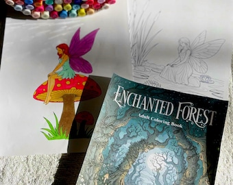 Adult Fantasy Coloring Book Enchanted Forest Stress Relief Coloring Pages Mindfulness Magical Cozy Bold Coloring Printable Instant Downloads