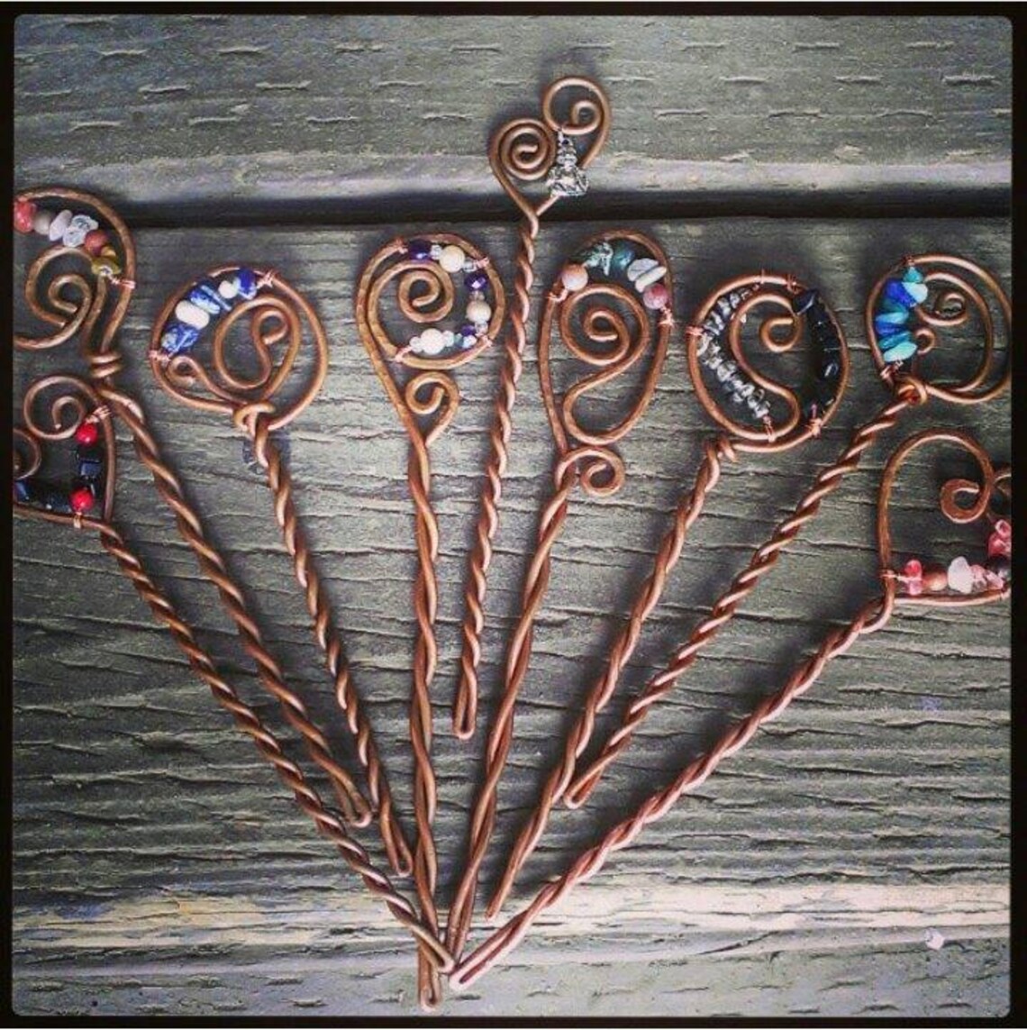 Gemstone Copper Twist Hair PinsHair PinCopper Hair Etsy