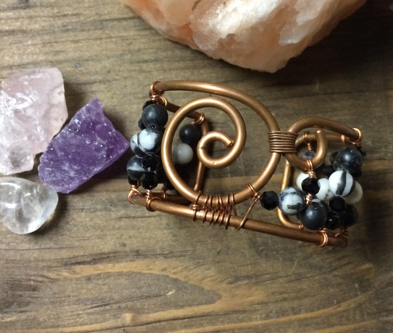 Zebra Stone BraceletCuff BraceletCopper BraceletHolistic Etsy