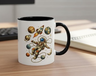 Astronaut in Space Coffee Mug | Rocket Planets Solar System