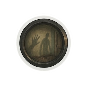Creepy Peephole Sticker - Horror Room Shadows Illusion Decal, Spooky Vinyl Sticker