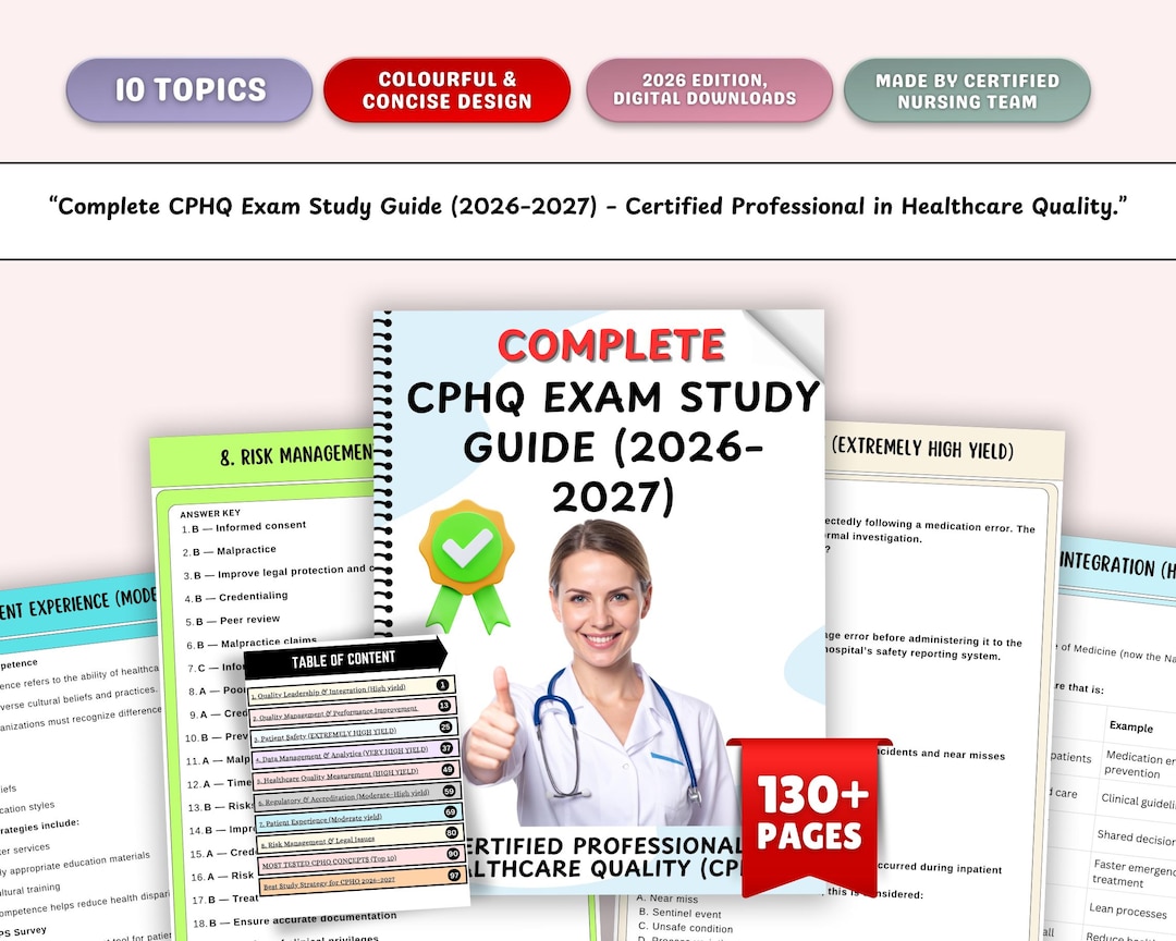 CPHQ Exam Study Guide (2026-2027) | Healthcare Quality Certification Prep (digital Download) - Etsy