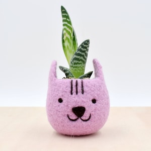 Neko Atsume planter special edition Felt succulent planter, Cat lovers Christmas gift, gift for her image 1