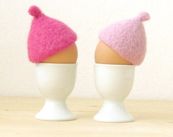 Egg cosies in pink | Mother day gift, Pink pastel, felt egg hats, House warming gift, Unique table decor, Handmade gift, Set of two