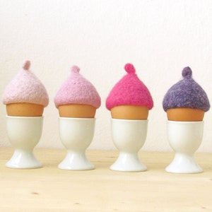 Egg cozy for happy breakfast | Wool Felt egg hats, House warming gift, Festive Valentine table decor for family breakfast ( Set of 4)