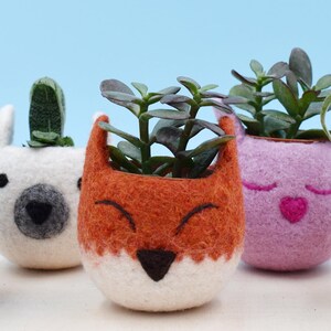 Fox planter, Animal planter, Cactus pot, kawaii kitsune vase, Succulent planter, Fox lover gift, Mother's Day gift for her image 2