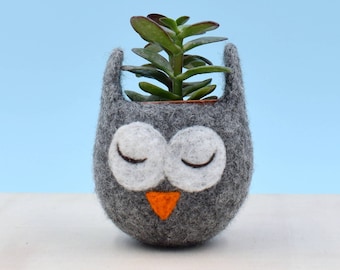 Owl Succulent planter | coworker gift, plant lover gift for her, cactus pot, mini planter, unique mother gift cute animal vase