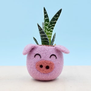 Happy Pig colorful planter | Christmas gift for her, Small pot, succulent planter, Cactus planter gifts, cute pig decor, piggy vase