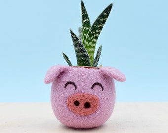 Happy Pig colorful planter | Christmas gift for her, Small pot, succulent planter, Cactus planter gifts, cute pig decor, piggy vase