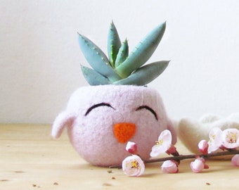 Funny and colorful home decor idea | succulent planter, pink Chick, teacher gift for her, Mini Animal Vase, nursery decoration